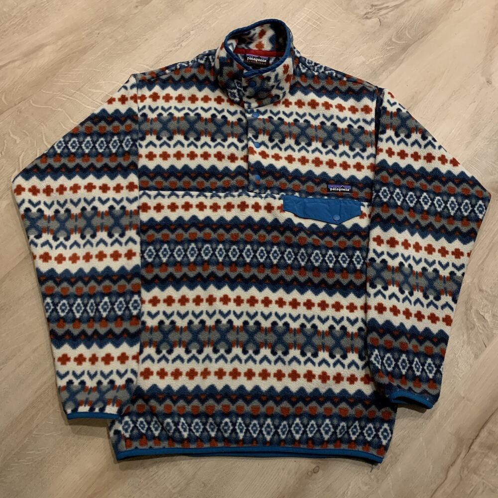 Patagonia Synchilla Snap-T Fleece Pullover Men's XL Cliff Underwater Blue Aztec